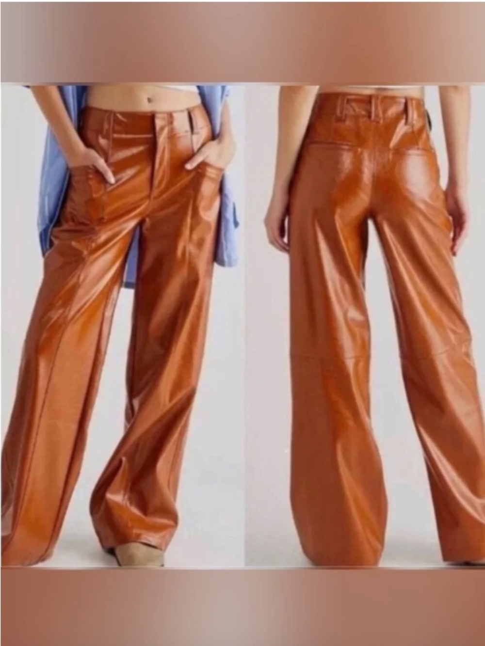Free People Star Crossed Lovers Wide Leg Faux Leather Pants - 8